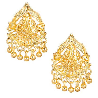 24K  Traditional Indain Ethnic Bridal Plain Gold Studs for Women (SJ_1543)