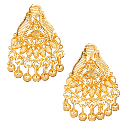 Shining Jewel Traditional Indain Ethnic Bridal Plain Gold Studs for Women (SJ_1544)