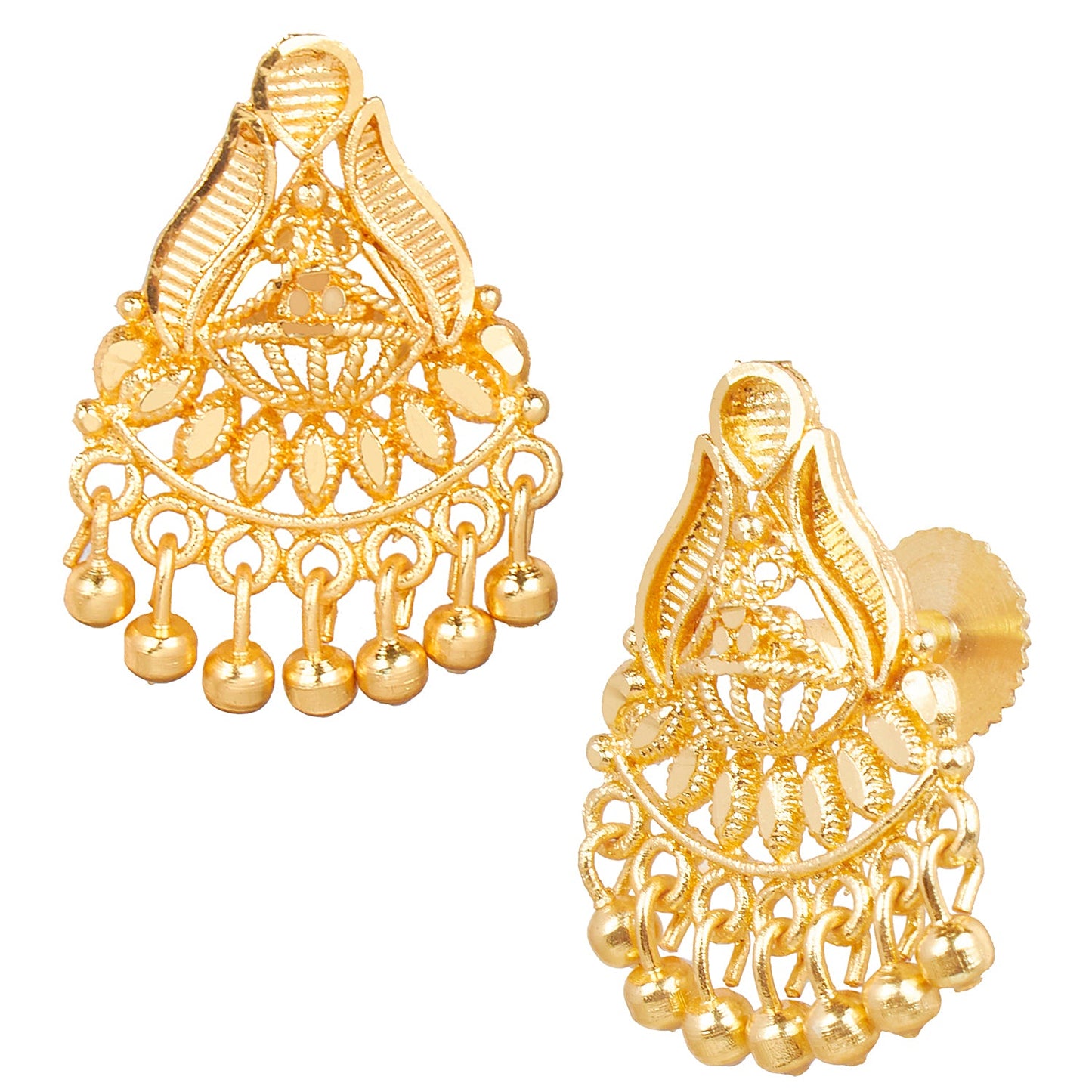 Shining Jewel Traditional Indain Ethnic Bridal Plain Gold Studs for Women (SJ_1544)