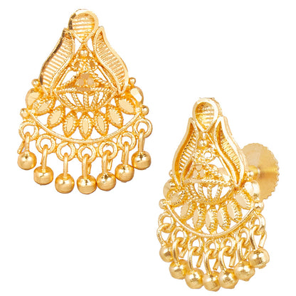 Shining Jewel Traditional Indain Ethnic Bridal Plain Gold Studs for Women (SJ_1544)