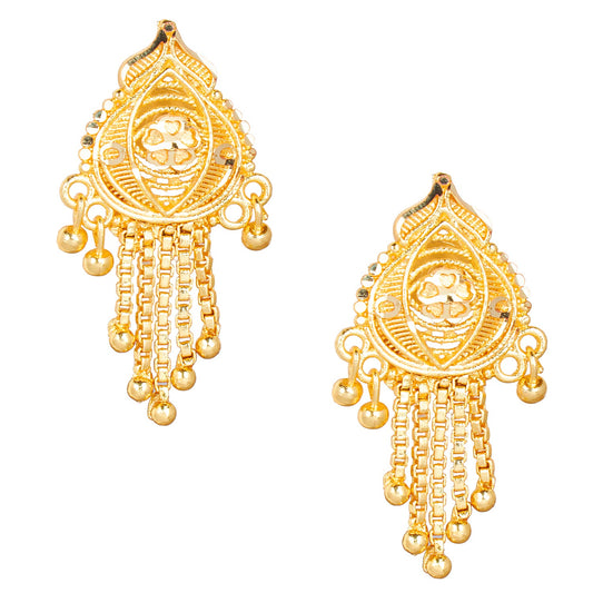 24K  Traditional Indain Ethnic Bridal Plain Gold Studs for Women (SJ_1546)