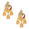 24K Gold Plated Traditional Peacock Jhumka With CZ, LCT Crystals,Kundan & Pearls Earrings for Women  (SJ_1549)