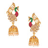 24K Gold Plated Traditional Peacock Jhumka With CZ, LCT Crystals,Kundan & Pearls Earrings for Women  (SJ_1550)