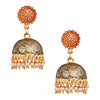 24K Gold Plated Traditional Designer Ethnic Jhumka With CZ, LCT Crystals,Kundan & Pearls Earrings for Women  (SJ_1552)
