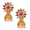 24K Gold Plated Traditional Designer Ethnic Jhumka With CZ, LCT Crystals,Kundan & Pearls Earrings for Women  (SJ_1554)