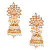 24K Gold Plated Traditional Designer Ethnic Jhumka With CZ, LCT Crystals,Kundan & Pearls Earrings for Women  (SJ_1557)