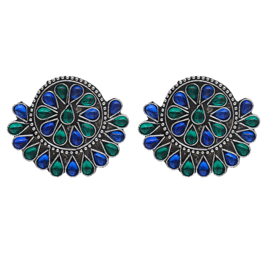 Antique Silver Oxidised Stylish Designer Drop Earrings for Women (SJ_1568)