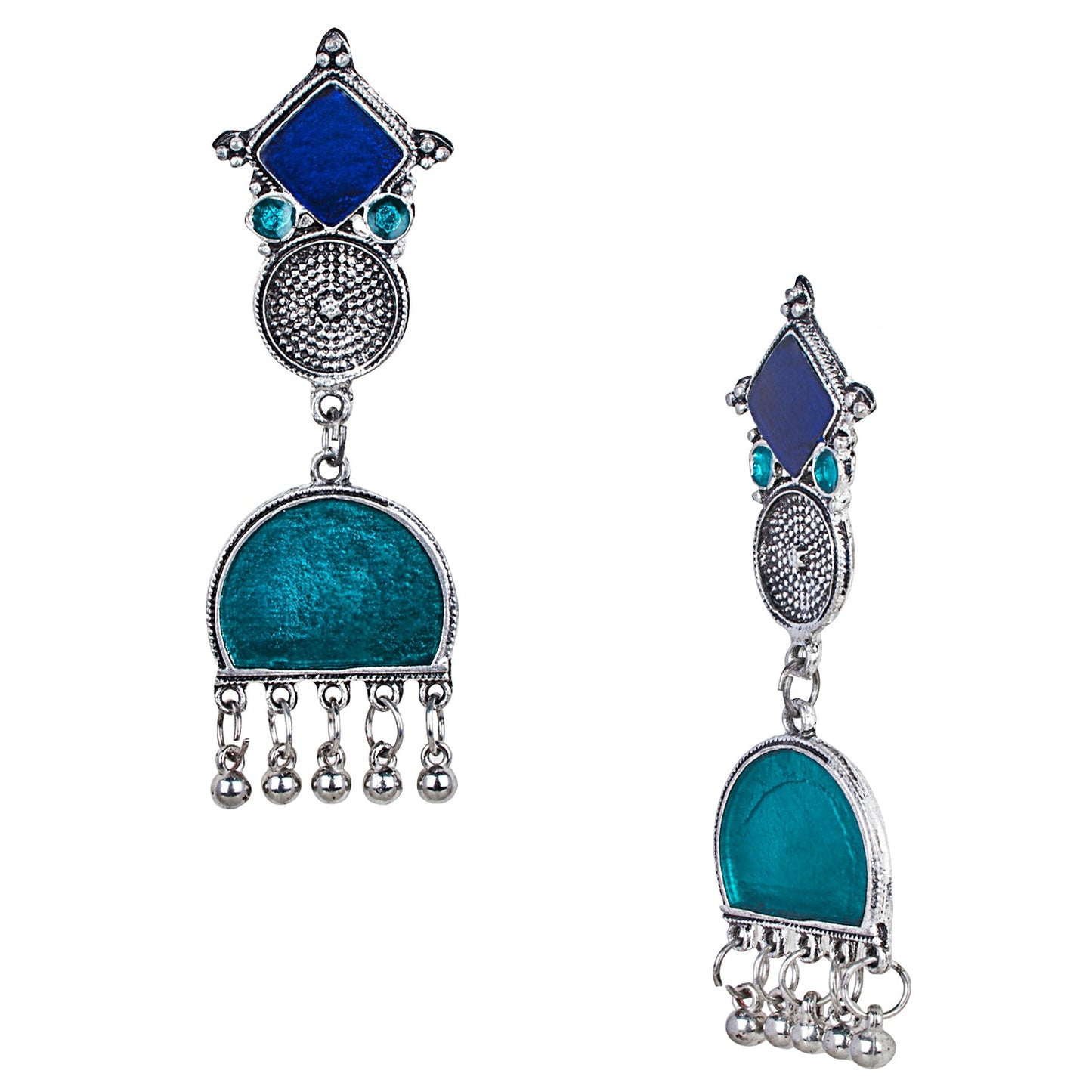 Antique Silver Oxidised Stylish Designer Drop Earrings for Women (SJ_1577)