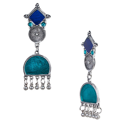 Antique Silver Oxidised Stylish Designer Drop Earrings for Women (SJ_1577)