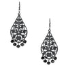 Black Metal Silver Oxidised Stylish Designer Party Drop Chandelier Earrings for Girls and Women (SJ_1596)