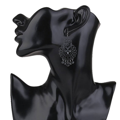 Shining Jewel Black Metal Silver Oxidised Stylish Designer Party Drop Chandelier Earrings for Girls and Women (SJ_1600)