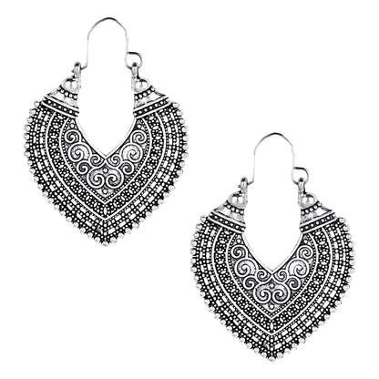 Antique Silver Oxidised Stylish Designer Afghani Chandbali Earrings for Women (SJ_1606)