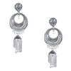 Antique Silver Oxidised Stylish Designer Tassel Afghani Chandbali Earrings for Women (SJ_1614)