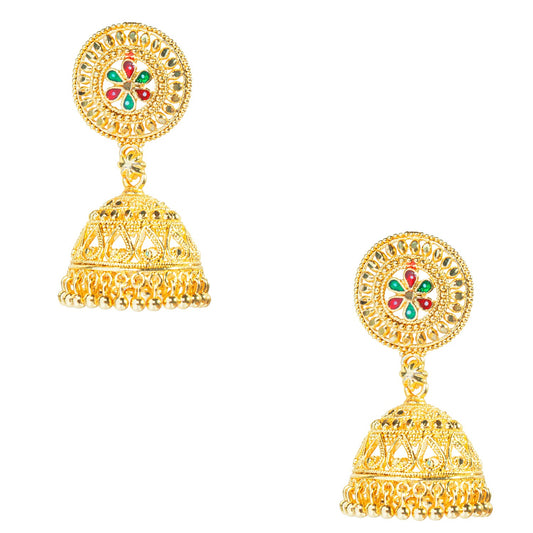 Shining Jewel Small Size Daily wear Traditional Layered Gold Plated Jhumka Earrings for Women & Girls (SJ_1664)