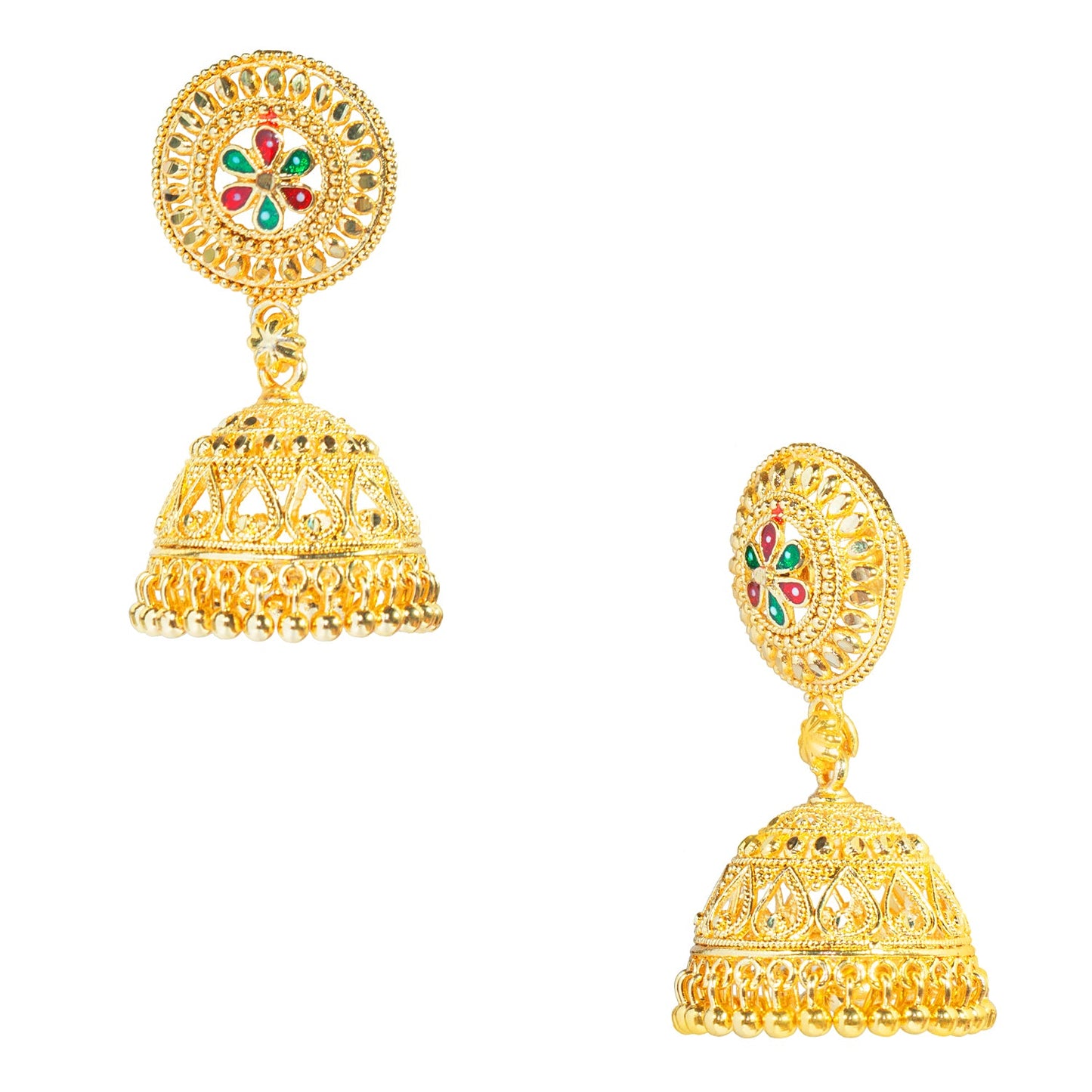 Shining Jewel Small Size Daily wear Traditional Layered Gold Plated Jhumka Earrings for Women & Girls (SJ_1664)