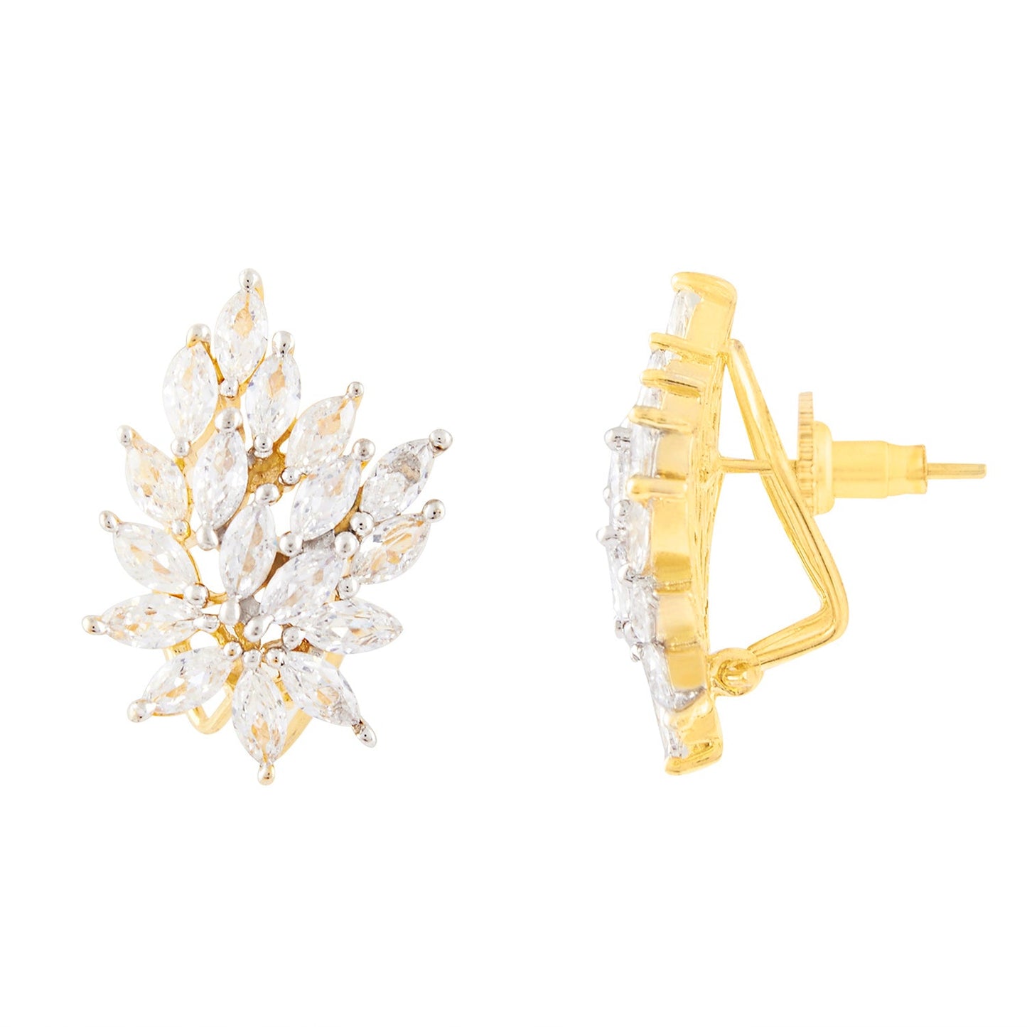 Traditional Gold White Diamond Earring (SJ_161)