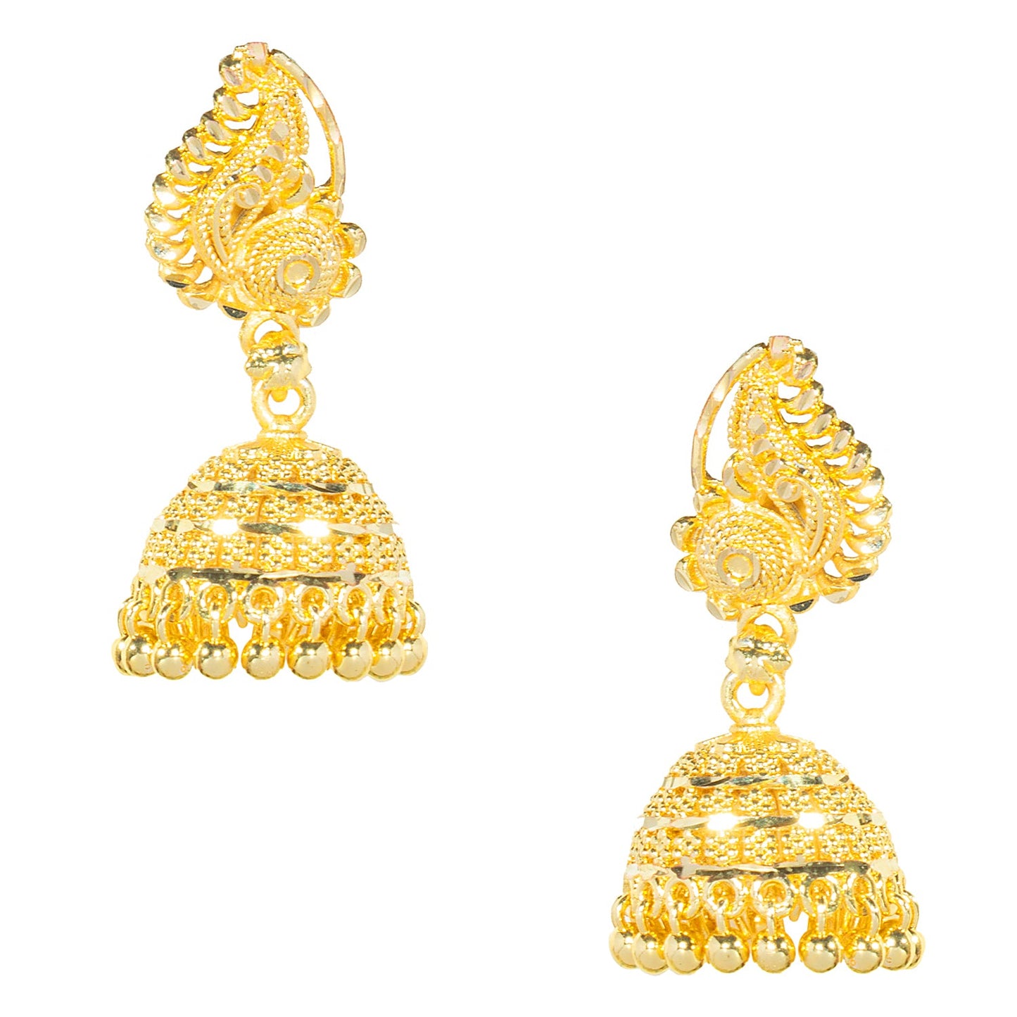 Shining Jewel Small Size Daily wear Traditional Layered Gold Plated Jhumka Earrings for Women & Girls (SJ_1664)