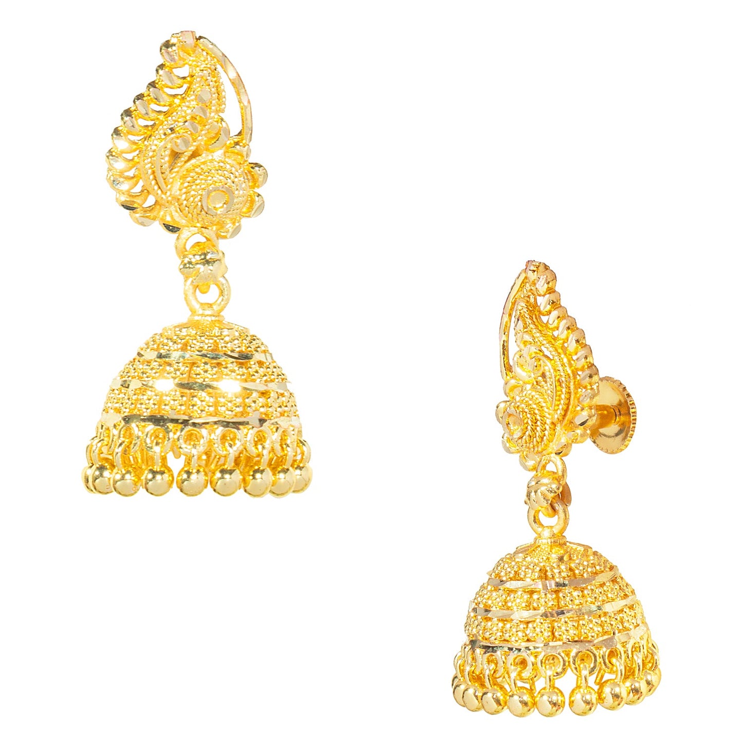 Shining Jewel Small Size Daily wear Traditional Layered Gold Plated Jhumka Earrings for Women & Girls (SJ_1664)