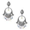 Antique Silver Oxidised Stylish Designer Ethnic Fashionable Chandbali  Earrings for Women (SJ_1629)`