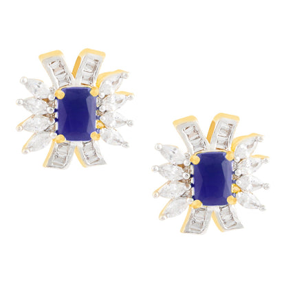 Traditional Flower Gold Blue Earring (SJ_162)