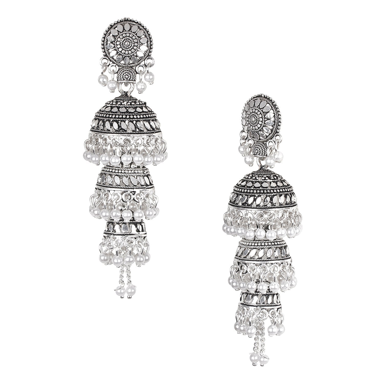 Buy online Silver Alloy Mirror Studs Jhumka Earring from fashion jewellery  for Women by Abhinn for ₹319 at 71% off | 2023 Limeroad.com