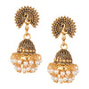 24K Gold Plated Traditional Peacock Jhumka With CZ, LCT Crystals,Kundan & Pearls Earrings for Women  (SJ_1633)