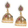 24K Gold Plated Traditional Ethnic Jhumka With CZ, LCT Crystals,Kundan & Pearls Earrings for Women  (SJ_1634)