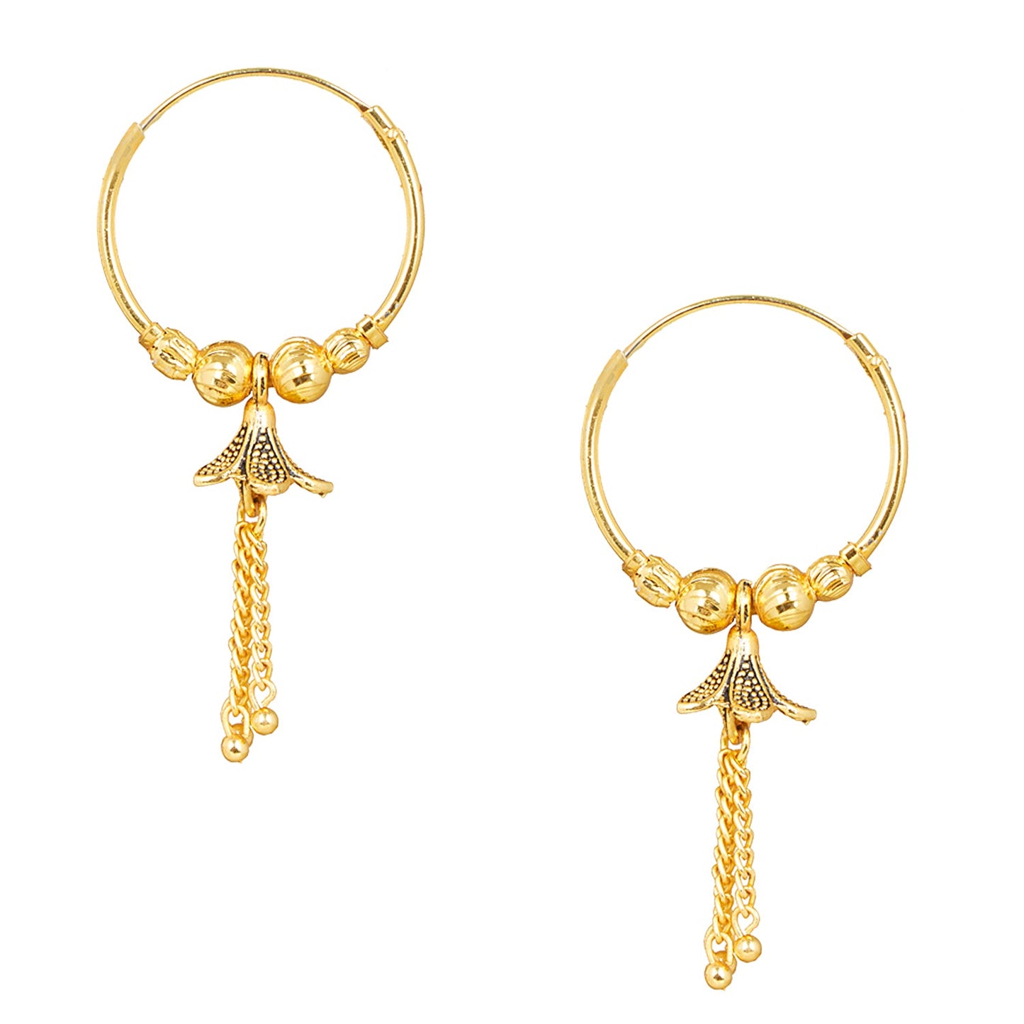 Simple and Elegant Dailywear Gold Bali Jhumka Hoop Earrings for Women (SJ_1644)