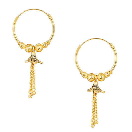 Simple and Elegant Dailywear Gold Bali Jhumka Hoop Earrings for Women (SJ_1644)