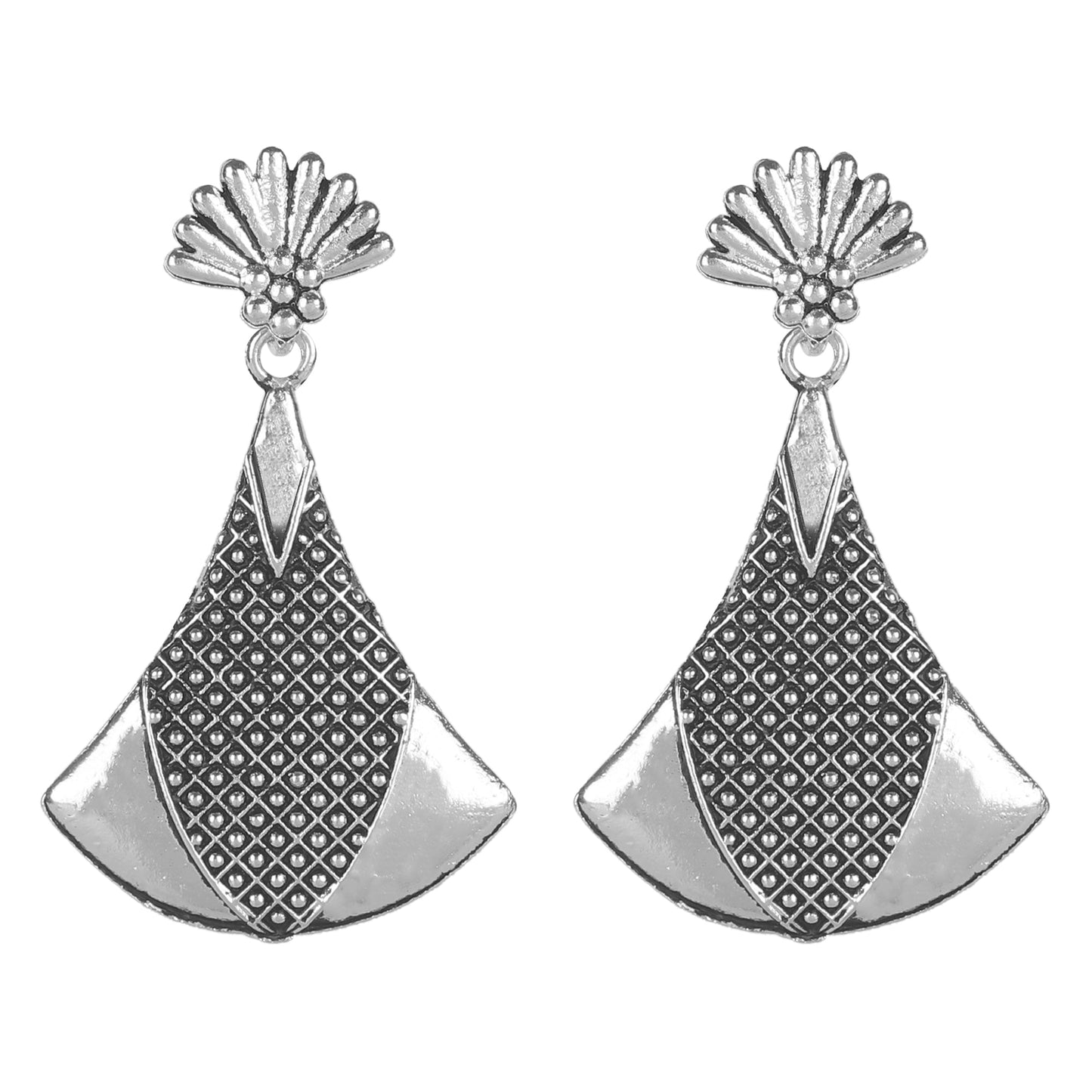 Antique Silver Designer Simple Dangle and Drop Earrings for Women (SJ_1647)