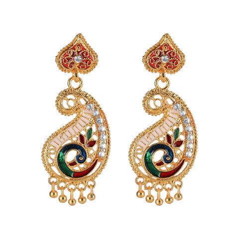 Silver Gold Plated Atilya Colorful Peacock Jhumki Earrings – Pia Ka Ghar