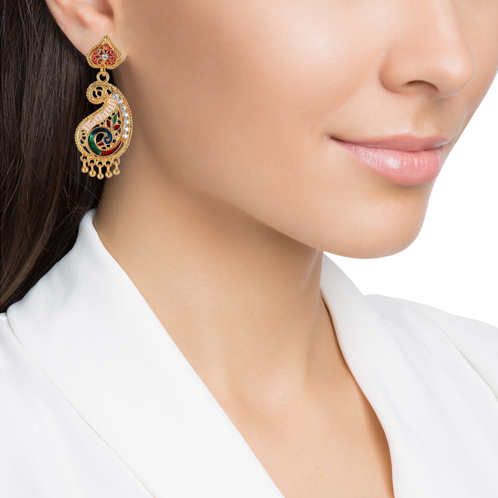 Shop Rubans Voguish 18K Gold Plated On Copper Handcrafted Textured Dangle  Earrings Online at Rubans