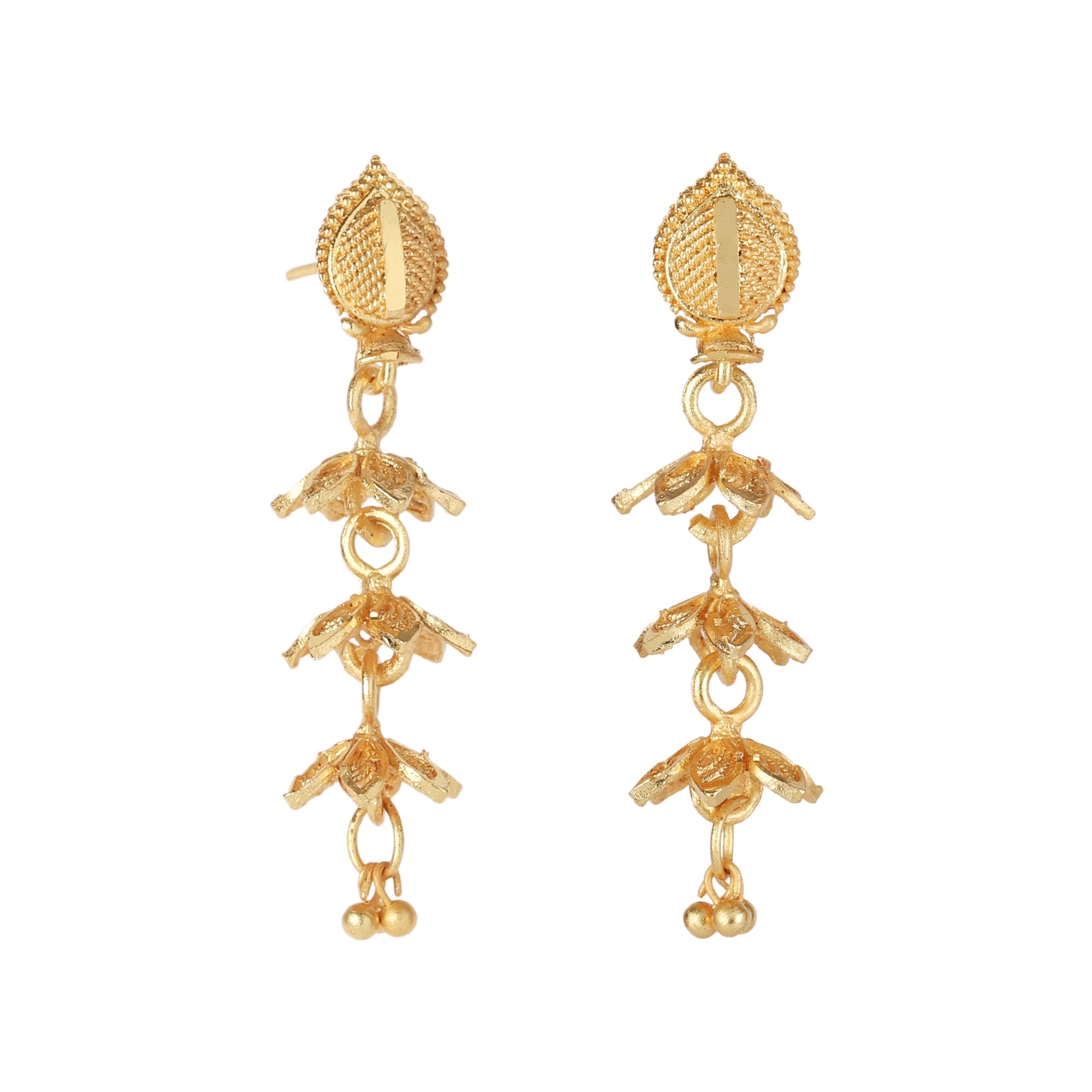 Senco Gold & Diamonds Triangular Glowing Bells Gold Earrings : Amazon.in:  Fashion