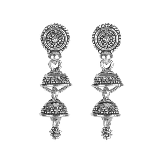 Shining Jewel Small Size Daily wear Traditional Layered Gold Plated Jhumka Earrings for Women & Girls (SJ_1664)