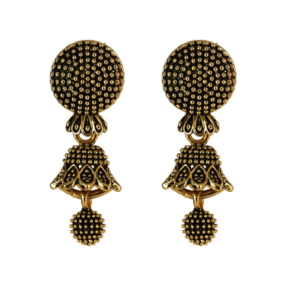 Shining Jewel Small Size Daily wear Traditional Layered Gold Plated Jhumka Earrings for Women & Girls (SJ_1664)