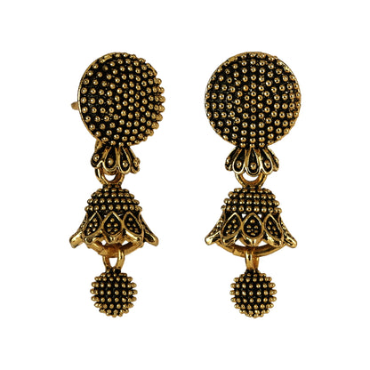 Shining Jewel Small Size Daily wear Traditional Layered Gold Plated Jhumka Earrings for Women & Girls (SJ_1664)