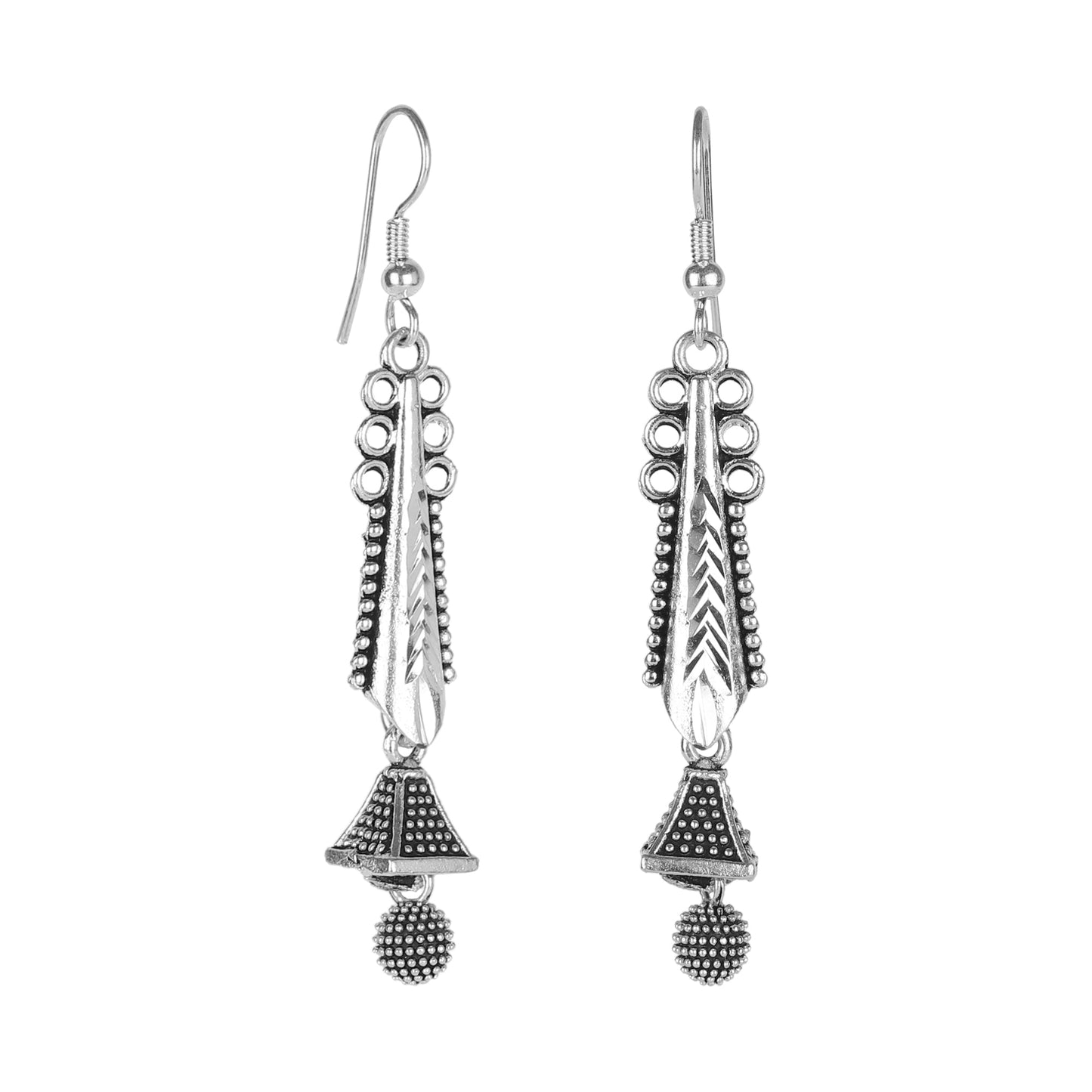 Small Size  Daily wear Traditional Layered Oxidised Silver Plated Jhumka Earrings for Women & Girls (SJ_1660)