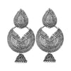 Antique German Silver Designer and Stylish Afghani Oxidised Chandbali Dangle Drop Earrings for Women (SJ_1674)