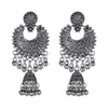 Antique German Silver Designer and Stylish Afghani Oxidised Chandbali Jhumka Dangle Drop Earrings for Women (SJ_1678)