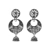 Antique German Silver Designer and Stylish Afghani Oxidised Chandbali Jhumka Dangle Drop Earrings for Women (SJ_1687)