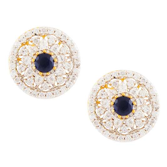 Tarditional Oval Shape Gold Black Earring (SJ_168)