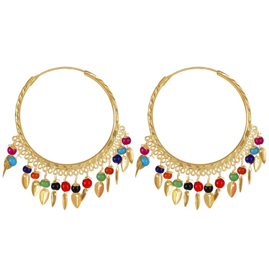 24k Gold Plated Fashion Designer Traditional Bali Earring with Pearls and Hangings for Women (SJ_1695)
