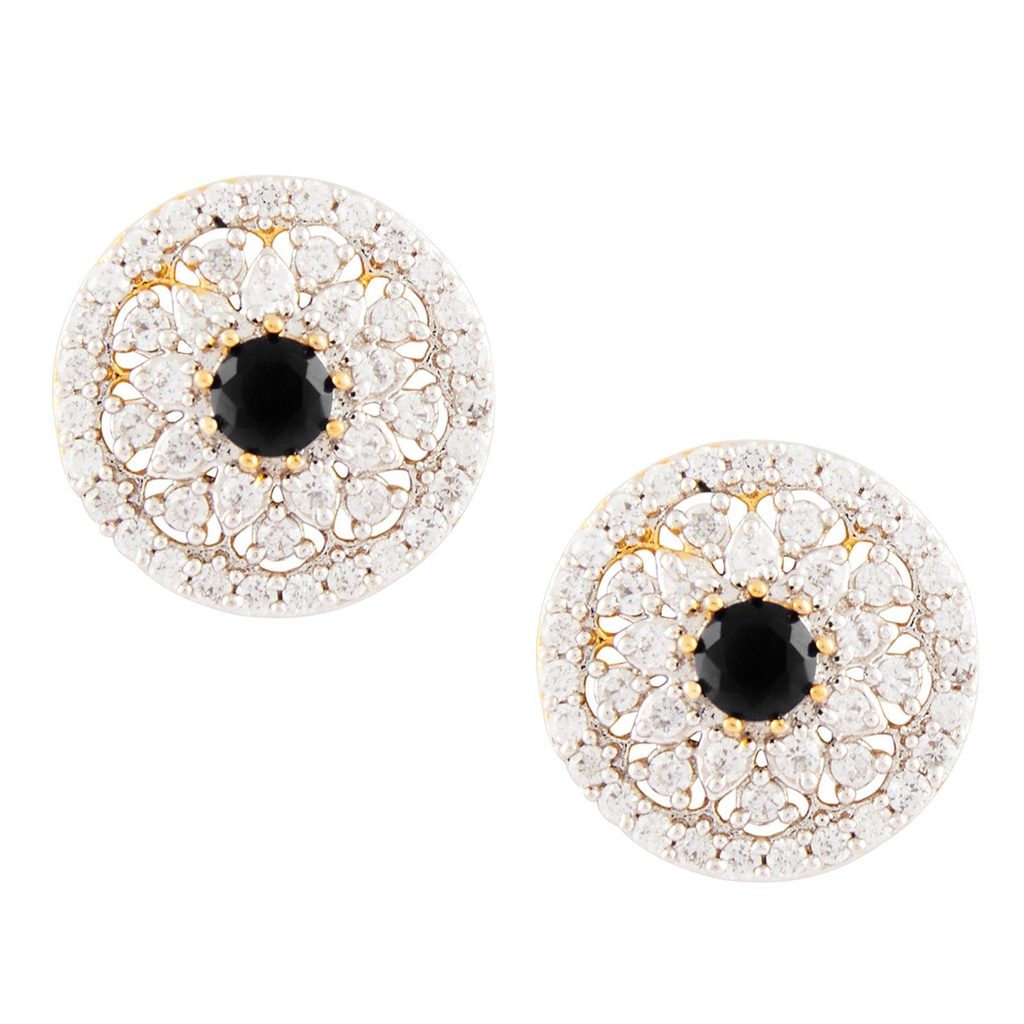 Traditional Oval Shape Gold Plating White Diamond Earring (SJ_169)