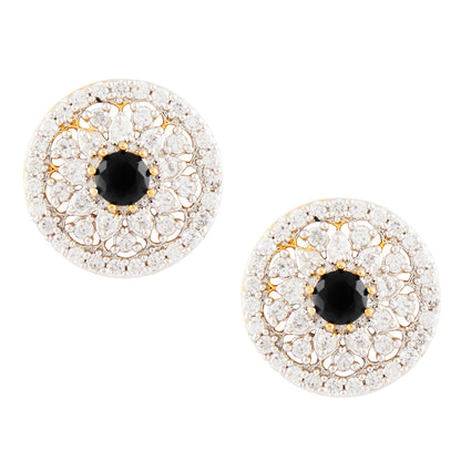 Traditional Oval Shape Gold Plating White Diamond Earring (SJ_169)