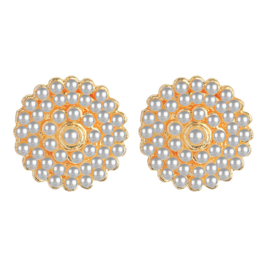 24K Traditional Gold Plated and Pearl Studded Dailyweat Earring Studs for Women (SJ_1709)