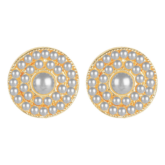 24K Traditional Gold Plated and Pearl Studded Dailyweat Earring Studs for Women (SJ_1710)