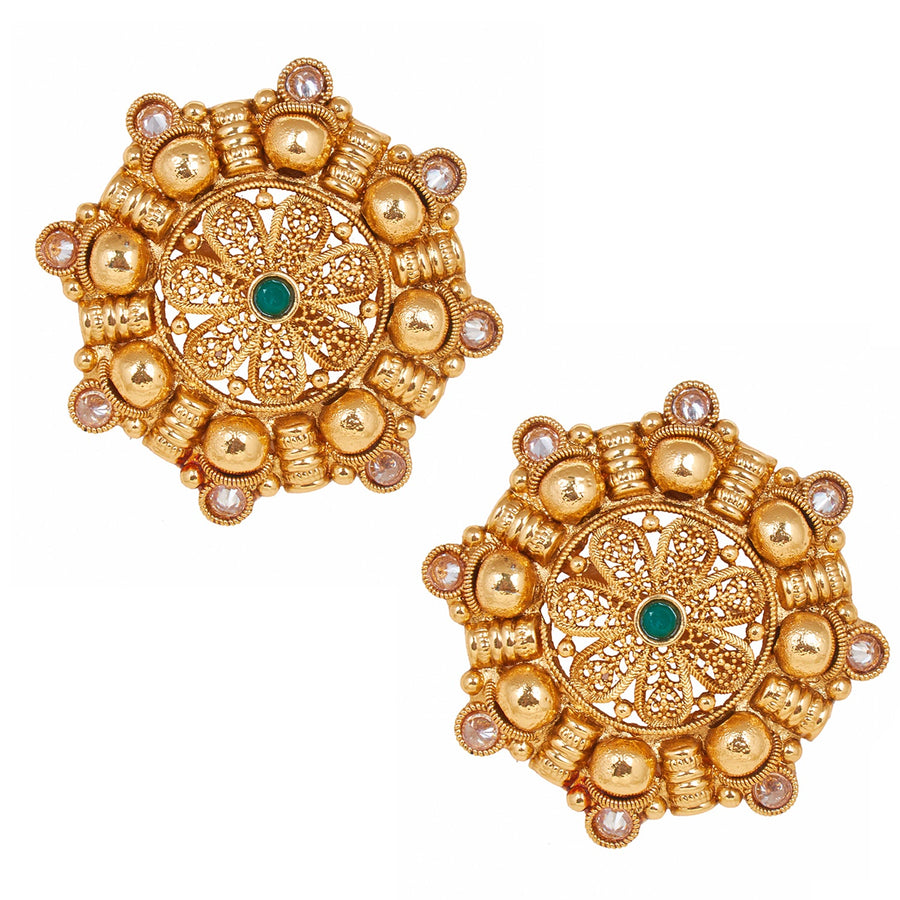 995 Pure 24K Gold Earrings with CZ for Women - 1-1-GER-V00623 in 5.150 Grams