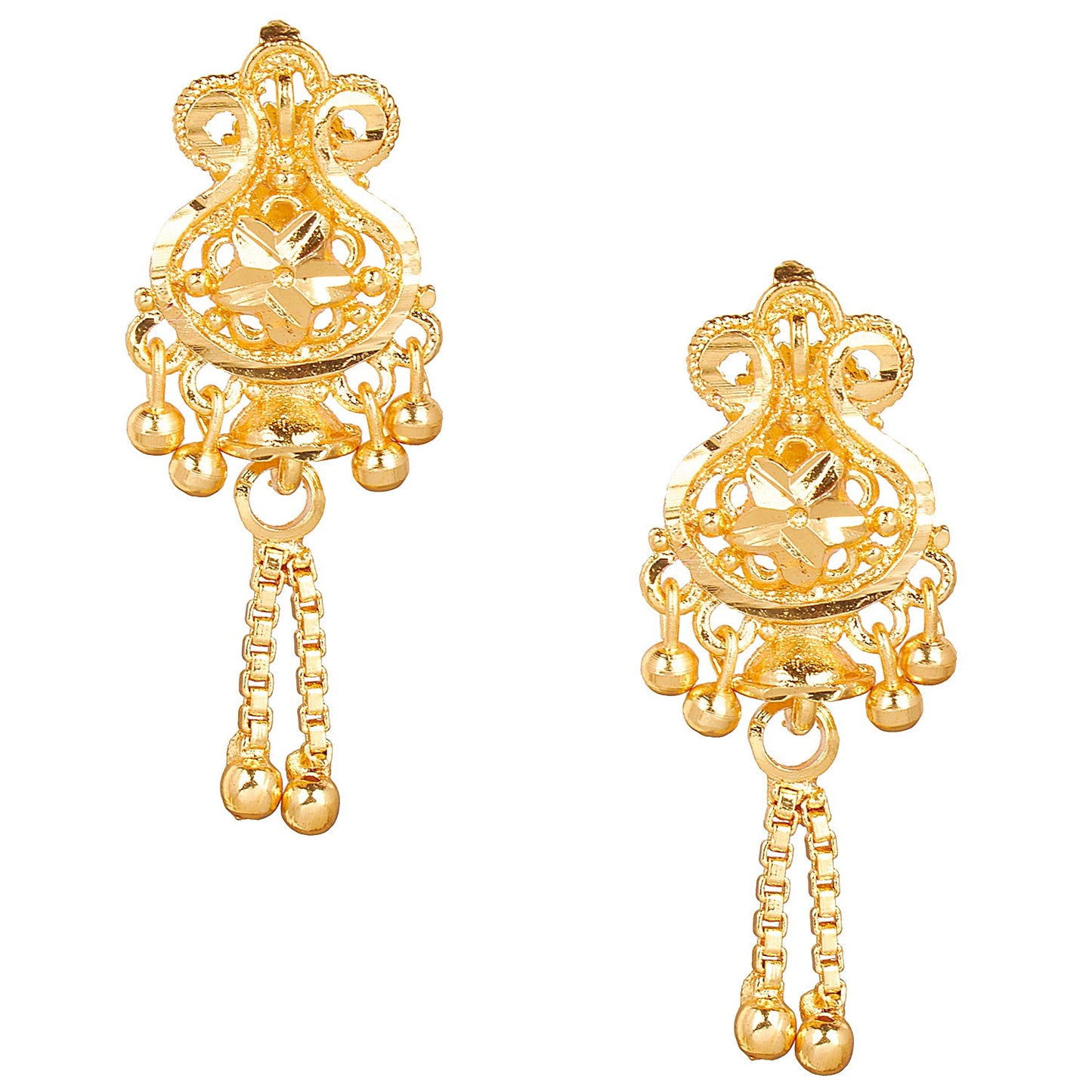 24K  Traditional Indain Ethnic Bridal Plain Gold Studs for Women (SJ_1727)