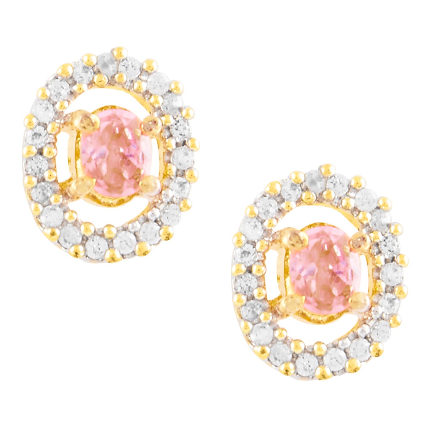 Traditional Oval Gold Pink Earring (SJ_172)