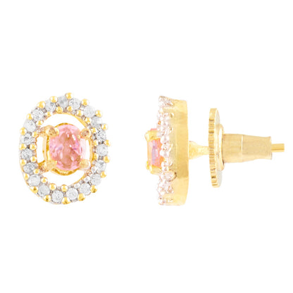 Traditional Oval Gold Pink Earring (SJ_172)